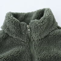 Girls Army Green Fleece Front Zipper Sleeveless Winter Jacket Coats & Jackets