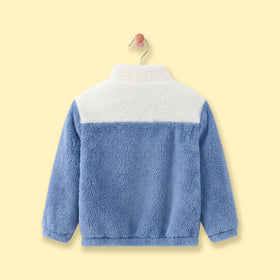 Girls Blue Fleece Rainbow-Striped Zip-up Jacket Coats & Jackets