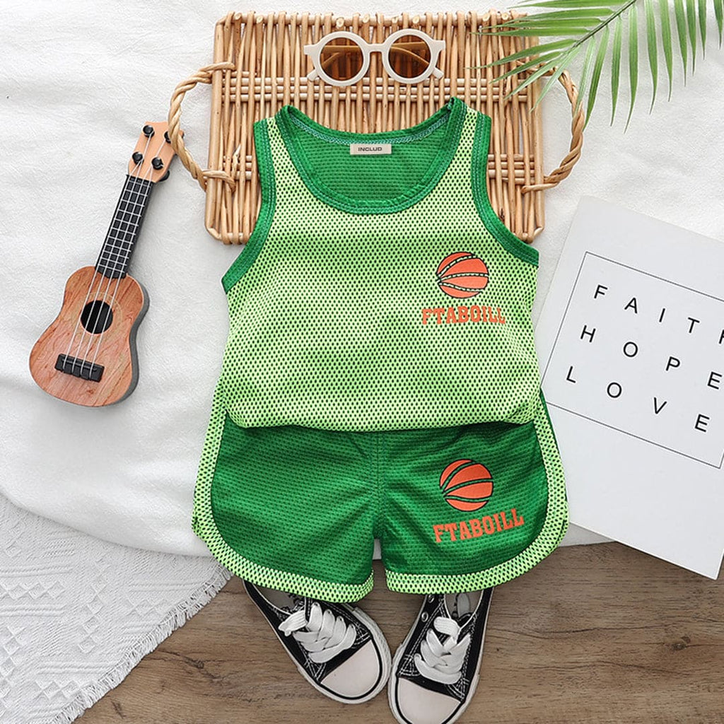 Boys Printed Vest With Shorts Set