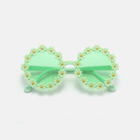 Girls Light Green Daisy Round Sunglasses Sunglasses Light Green Onesize