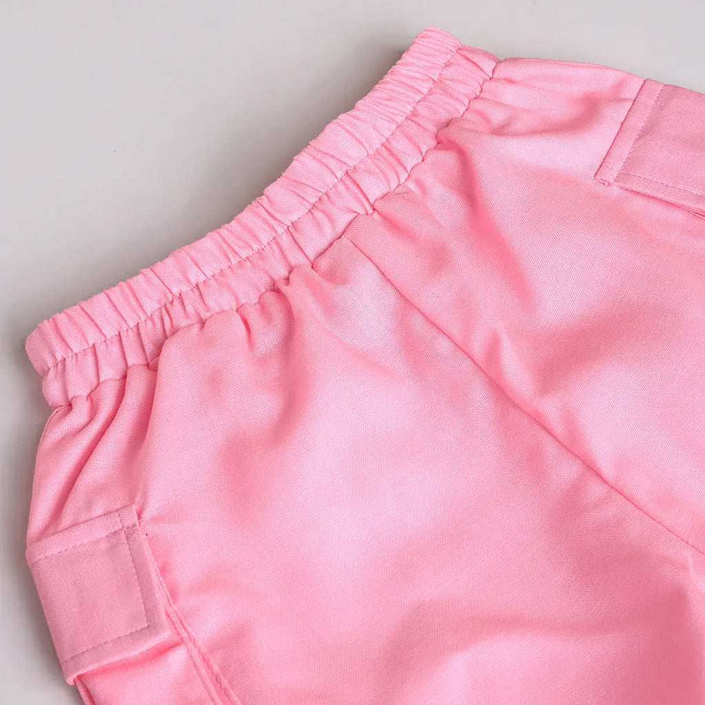 Girls Pink Floral Printed Top With Elasticated shorts Sets 2 pc. Sets