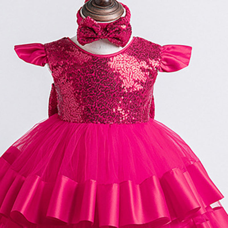 Girls Sequins Embellished Party Dress Party Dresses   