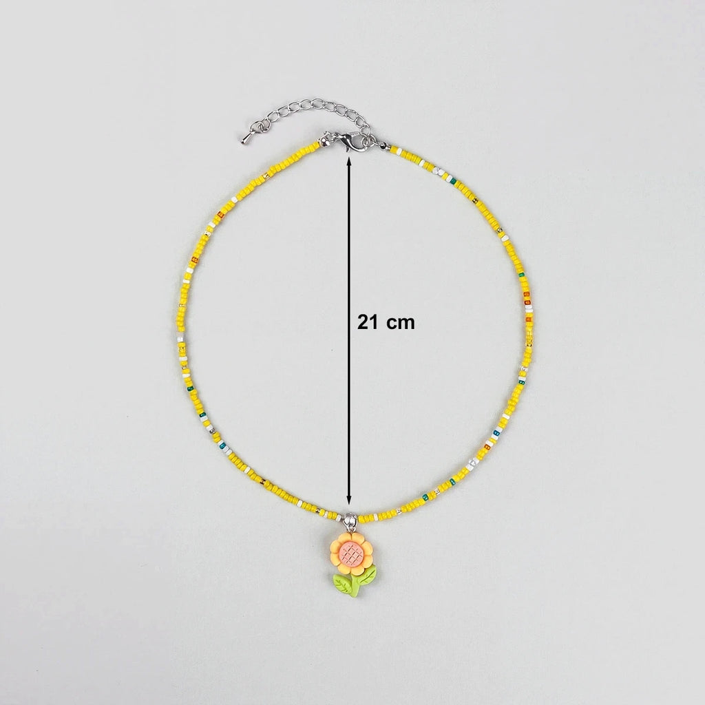 Pack Of 5 Girls Multicolour Floral Beads Necklace Sets Necklace and Chains