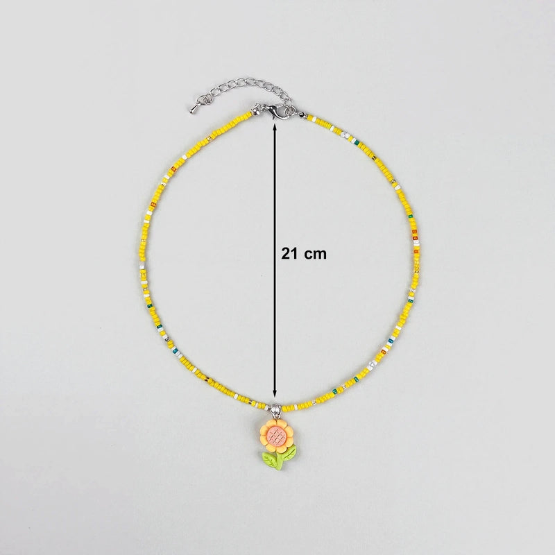 Pack Of 5 Girls Multicolour Floral Beads Necklace Sets Necklace and Chains