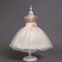 Girls Off White Sequin Embellished Fit & Flare Party Wear Dress Party Dresses Off White 2-3 Y