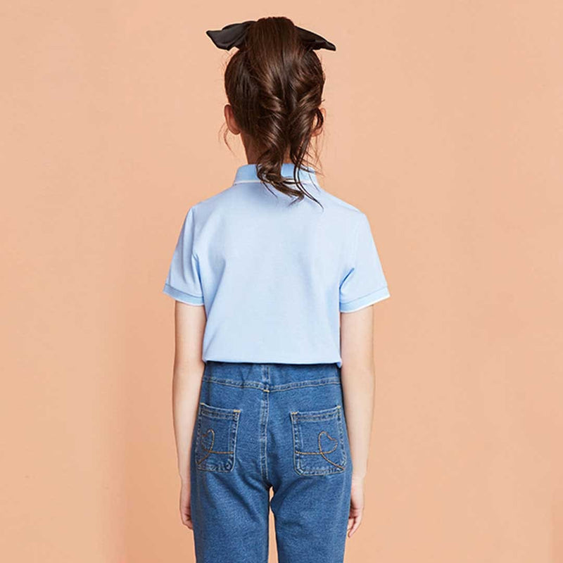 Girls Short Sleeve Polo Neck T-Shirt Tshirts   