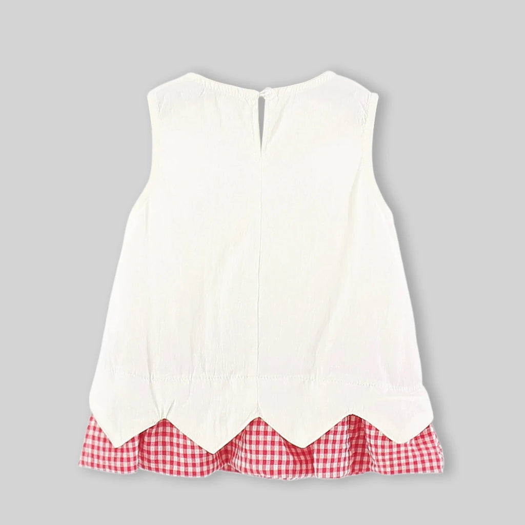Girls Off White Bunny Mushroom Applique A-Line Dress Casual Dresses