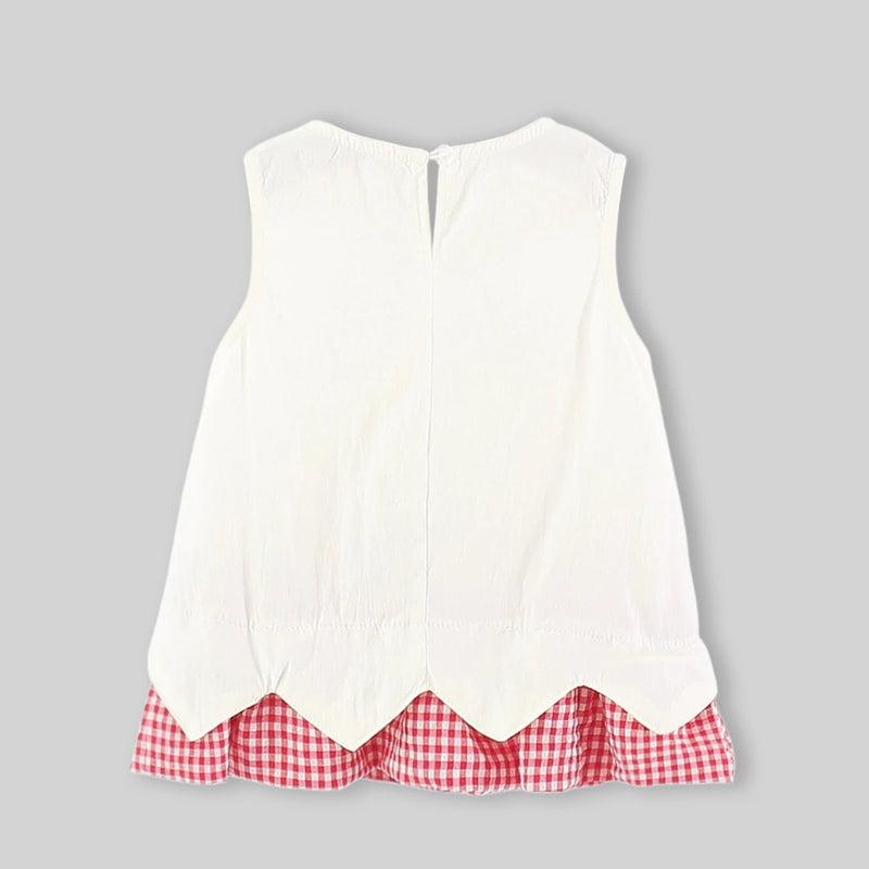 Girls Off White Bunny Mushroom Applique A-Line Dress Casual Dresses