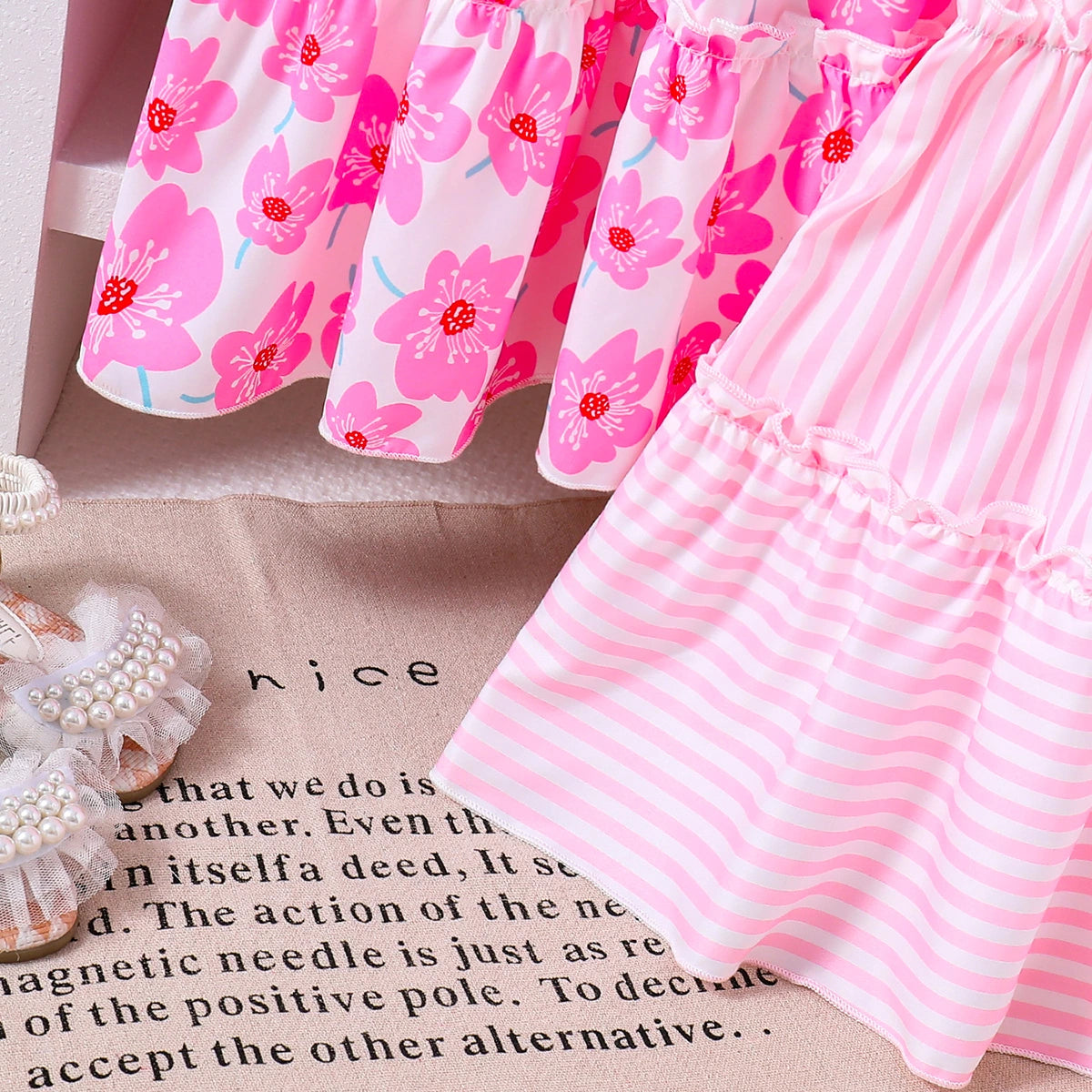 Girls Multicolour Floral Print Sleeveless Tiered Dress Pack Of 2 Casual Dresses