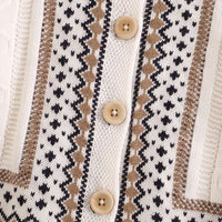 Girls Off White Geometric Knitted Cardigan & Pants Co-ord Sets Sets