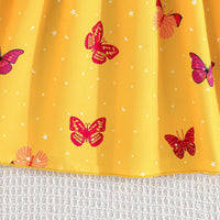 Girls Yellow Butterfly Printed Fit And Flared Casual Dress Casual Dresses