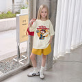 Girls Beige Graphic Jack-In-The-Box Oversized T-Shirt With Shorts Sets Sets Beige 5-6 Y