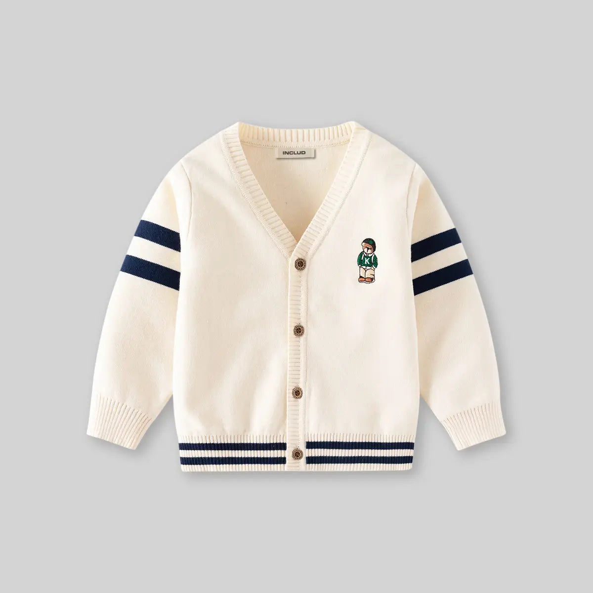 Boys Apricot Bear Applique Knitted Cardigan Sweaters & Cardigans