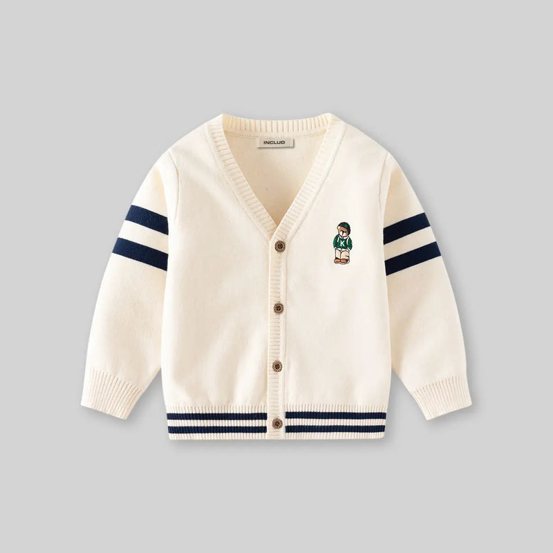 Boys Apricot Bear Applique Knitted Cardigan Sweaters & Cardigans