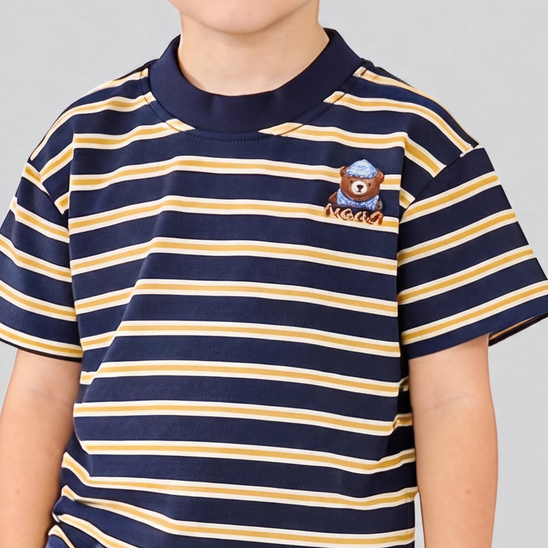 Boys Navy Striped Short Sleeve T-Shirt With Shorts Sets 2 pc. Sets