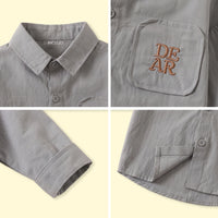 Boys Grey Embroidered Long Sleeve Shirt Shirts