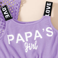 Girls Lavender Typographic Print Playsuit With Crop Top Playsuits