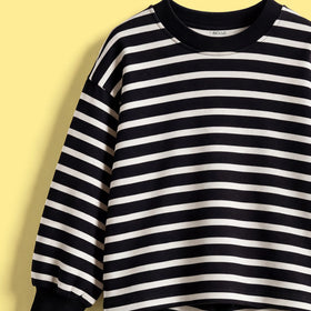 Girls Black Striped Sweatshirt & Pants Co-ord Sets Sets