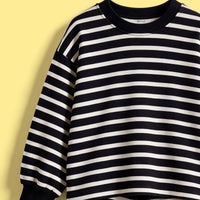 Girls Black Striped Sweatshirt & Pants Co-ord Sets Sets
