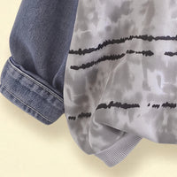 Boys Grey Striped Sweatshirt With Denim Pants Sets 2 pc. Sets