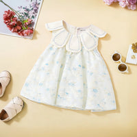 Girls Off White Floral Embroidered Sleeveless Dress Casual Dresses Off White 1-2 Y