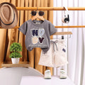 Boys Grey Typography Printed T-Shirt With Shorts Set Sets Grey 9-12 M