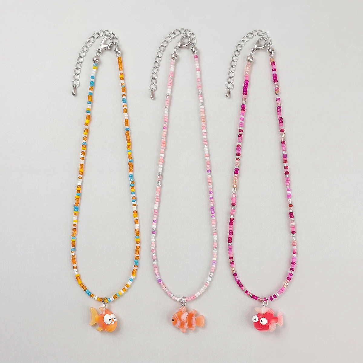 Pack Of 3 Girls Multicolour Fish Motif Beaded Necklace Sets Necklace and Chains Multicolor Onesize