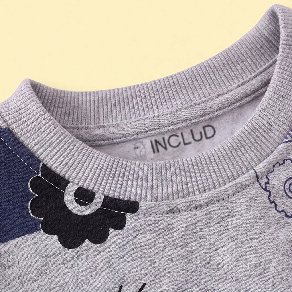 Boys Grey Round Neck Graphic Sweatshirt Sweatshirts & Hoodies
