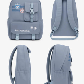 Kids Blue Multi-Pocket School Backpack with Buckle Pouch Trending Accessories