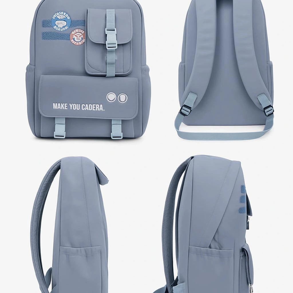 Kids Blue Multi-Pocket School Backpack with Buckle Pouch Trending Accessories