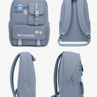 Kids Blue Multi-Pocket School Backpack with Buckle Pouch Trending Accessories