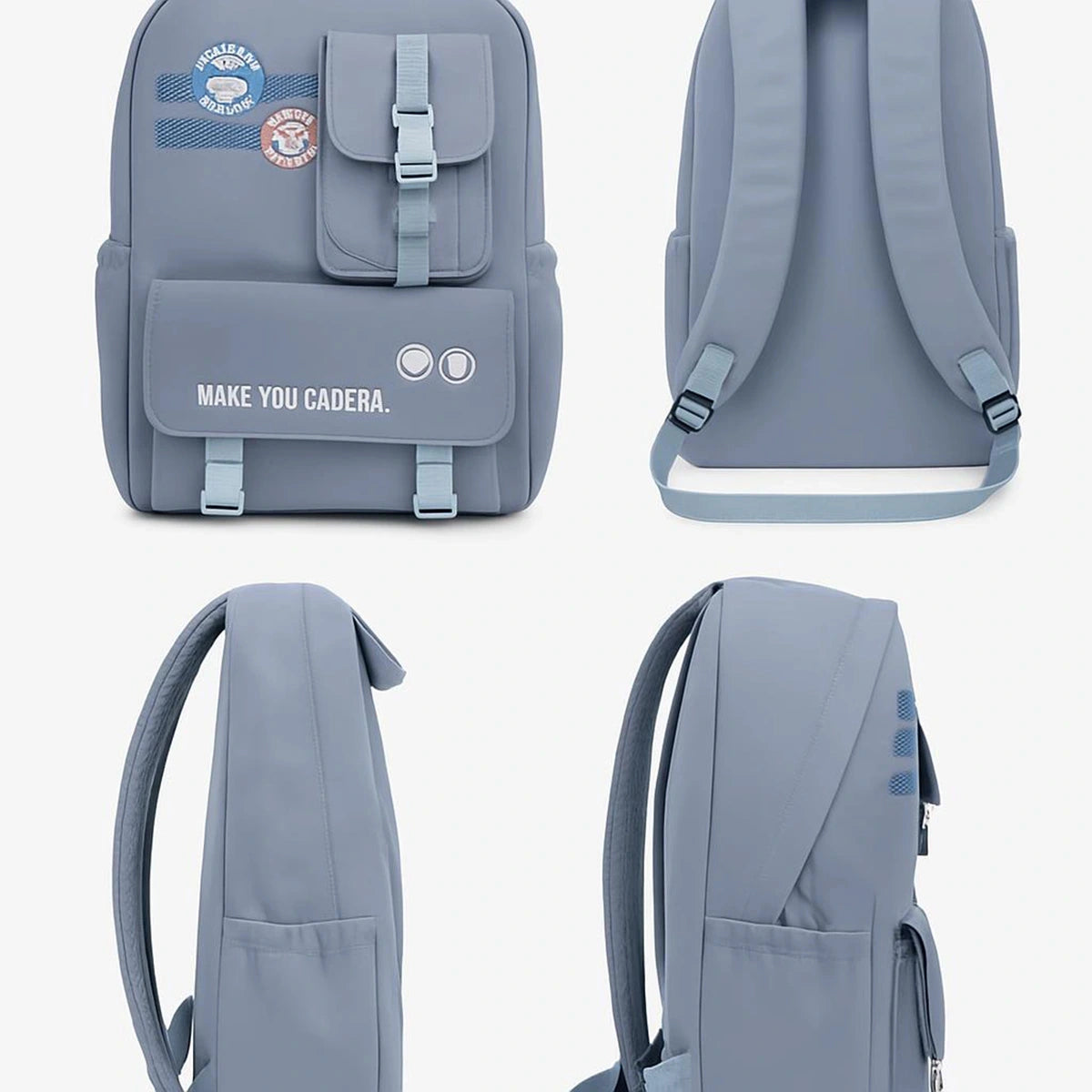 Kids Blue Multi-Pocket School Backpack with Buckle Pouch Trending Accessories