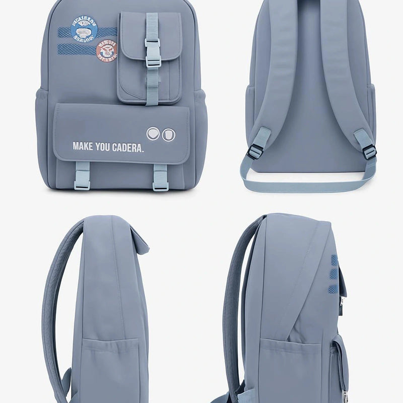 Kids Blue Multi-Pocket School Backpack with Buckle Pouch Trending Accessories