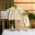 Boys Yellow Seashell Printed Short Sleeve Shirt With Printed Elasticated Shorts Set Sets Yellow 6-9 M