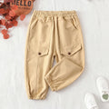 Boys Beige Joggers Pant With Elasticated Waistband Pants Beige 1-2 Y