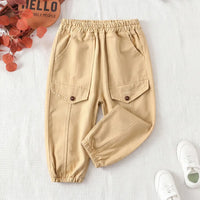Boys Beige Joggers Pant With Elasticated Waistband Pants Beige 1-2 Y