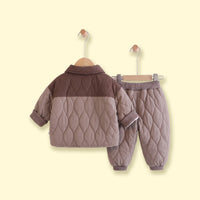Boys Light Brown Quilted Jacket & Joggers Co-ord Sets Sets