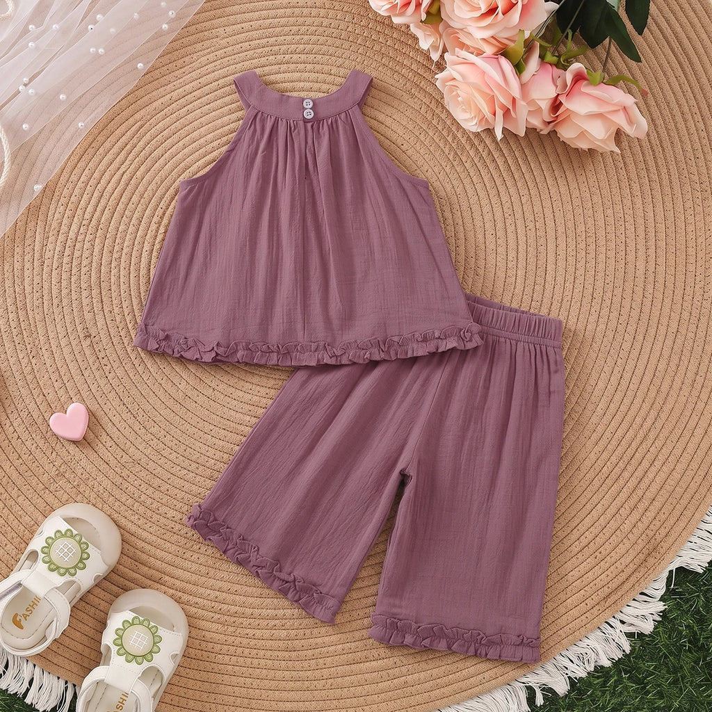 Girls Mauve Sleeveless Top With Pants Sets 2 pc. Sets