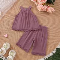 Girls Mauve Sleeveless Top With Pants Sets 2 pc. Sets