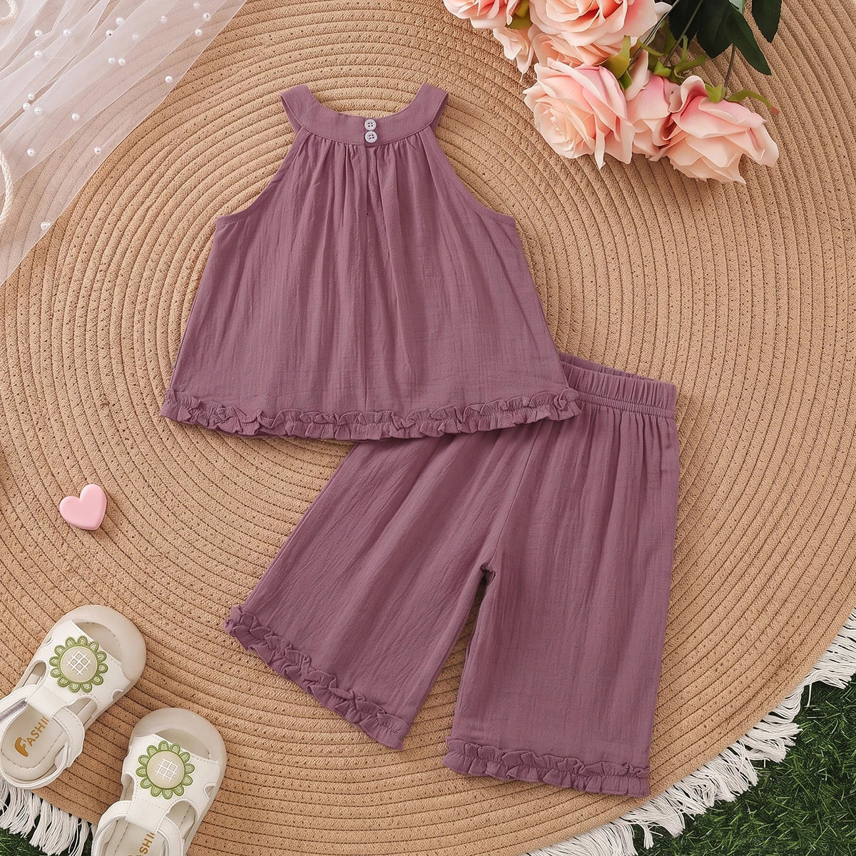 Girls Mauve Sleeveless Top With Pants Sets 2 pc. Sets