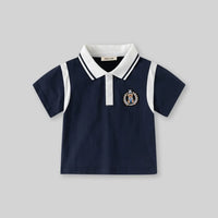 Boys Navy Blue Short Sleeves Polo T-Shirt With Shorts Co-ord Sets Sets