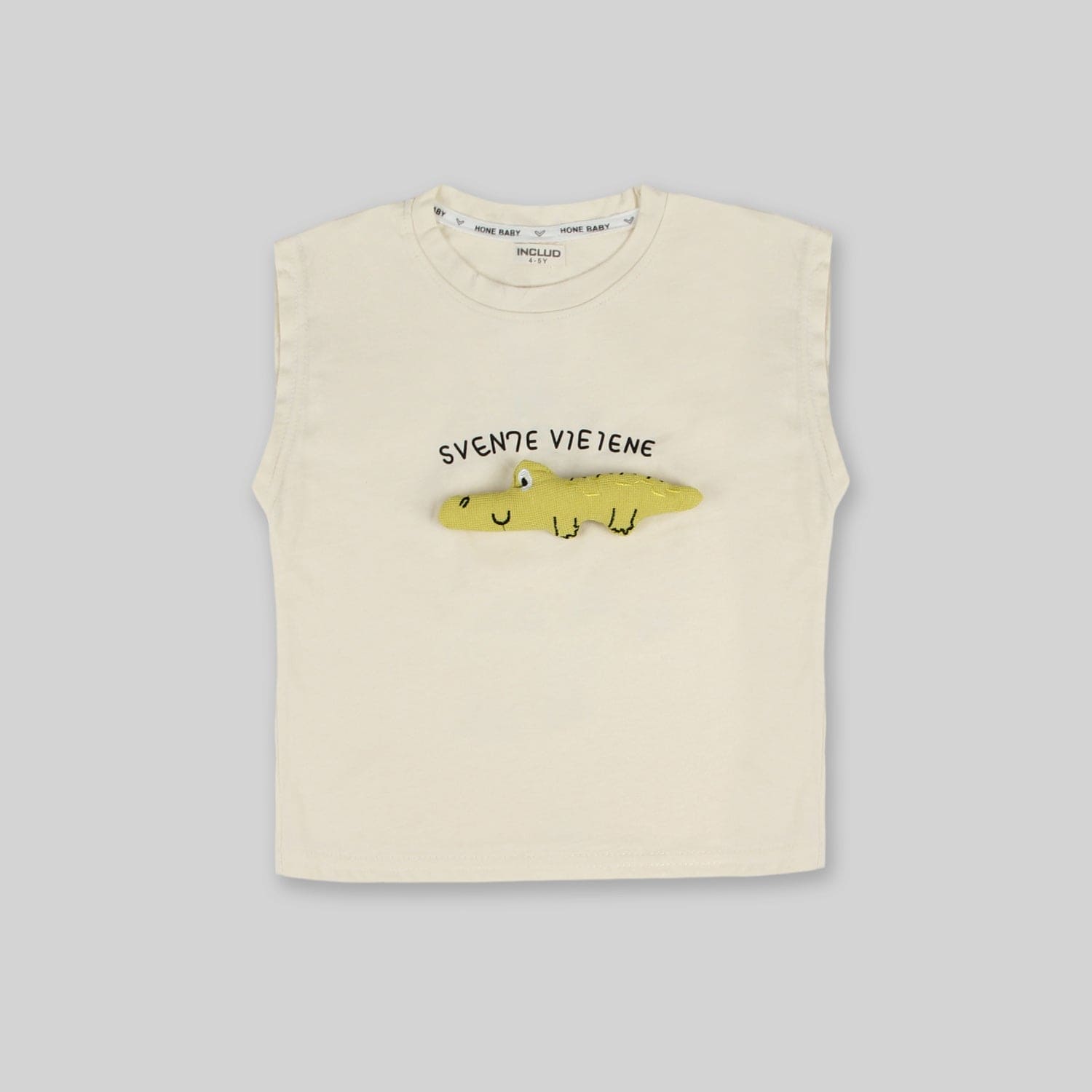 Boys White Printed Sleeveless T-shirt with Shorts Set (Copy) Sets
