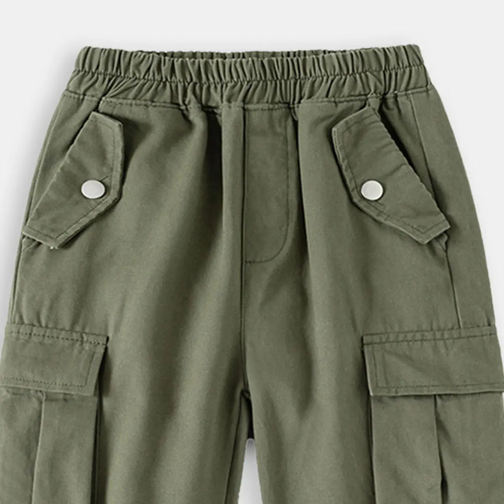 Boys Olive Green Elasticated Waist Cargo Pants Pants