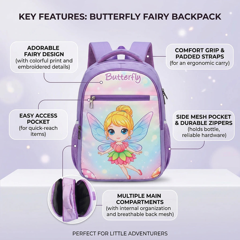 Girls Purple Cartoon Graphic School Backpack Trending Accessories