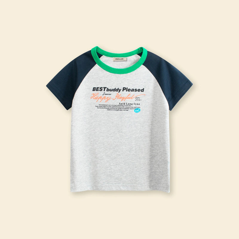Boys Grey Typographic Printed Short Sleeves T-Shirt Tshirts