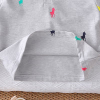 Boys Grey Horse Printed Polo T-Shirt With Shorts Set 2 pc. Sets