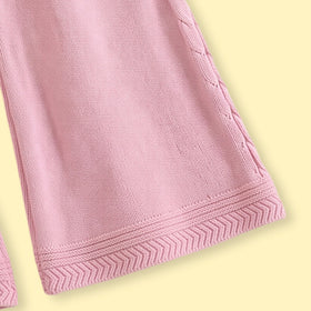 Girls Pink Long Sleeves Cardigan & Pants Sets Sets