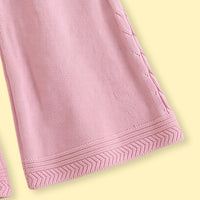 Girls Pink Long Sleeves Cardigan & Pants Sets Sets