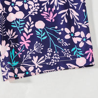 Girls Printed Short Sleeves T-shirt with Navy Floral Print Shorts Set Sets