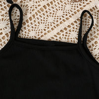 Girls Black Camisole Top With Short Sleeve Top And Shorts Sets 3 pc. Sets